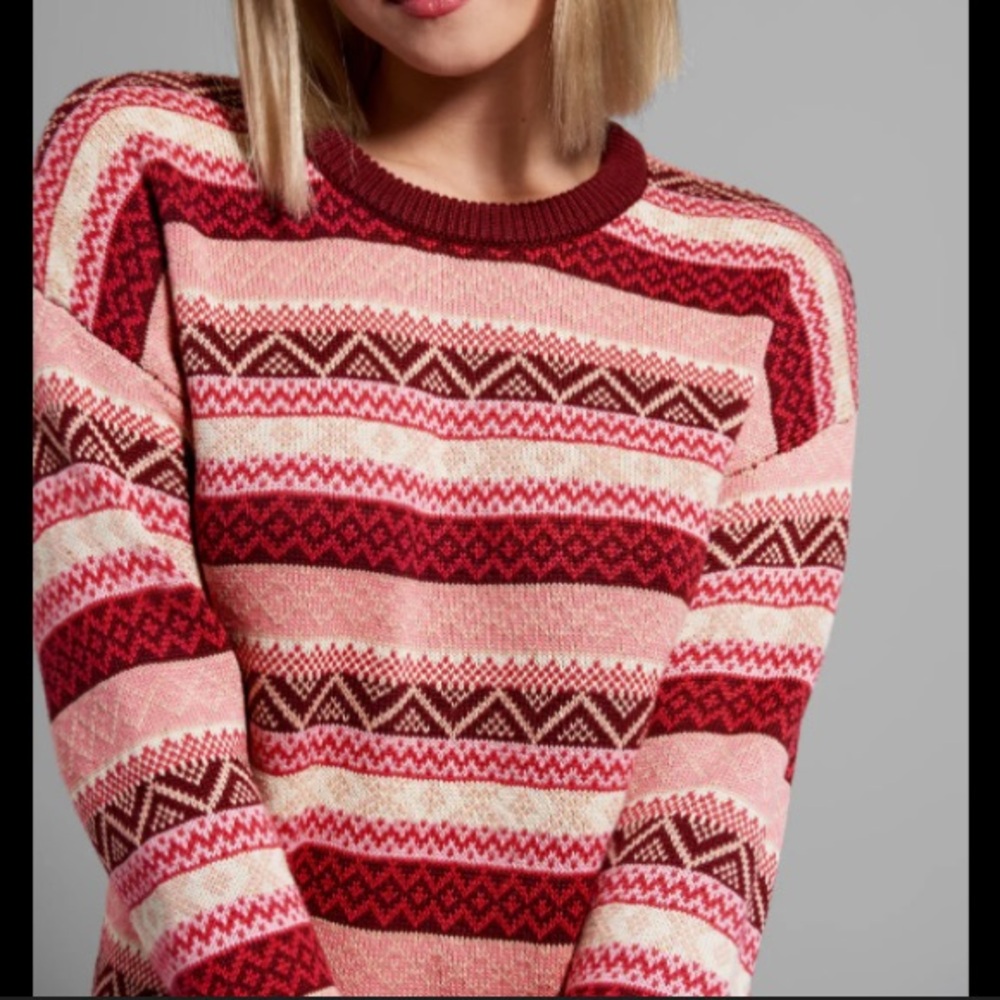 Modcloth Staying Berry Cozy Fair Isle Sweater